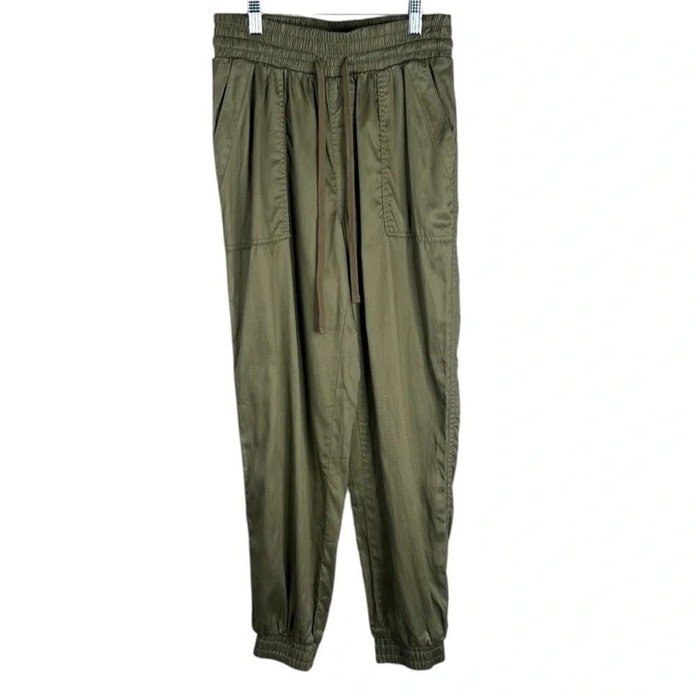 A New Day Olive Green Elastic Waist‎ Front Tie Casual Jogger Pants Size Small